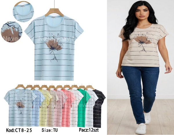 Bluzki damskie Roz Standard, Mix Kolor Paczka 12 szt